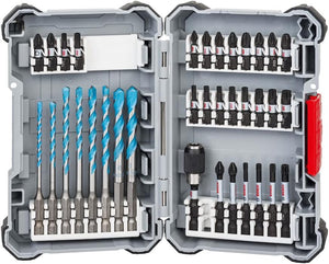 Professional 35 pieces MultiConstruction Drill Bit & Impact Control Screwdriver Bit Set (Pick and Click, HEX-9, Accessories for Impact Drivers)