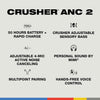 Crusher ANC 2 Over-Ear Noise Cancelling Wireless Headphones with Sensory Bass and Extra Charging Cable, 50 Hr Battery, Skull-iQ, Alexa Enabled, Works with Bluetooth Devices, Bone