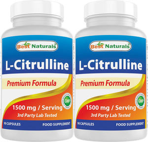 L-Citrulline Capsules - 1500mg/Serving - Non-GMO - Gluten Free - 90 Capsules (90 Count (Pack of 2))