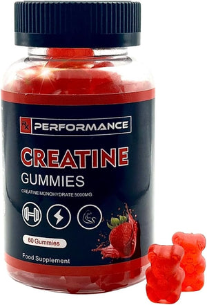 Creatine Gummies 5000mg | - 60 Strawberry Flavoured, Vegan, Sugar-Free Muscle Growth Supplements for Enhanced Performance & Recovery - 30 Servings