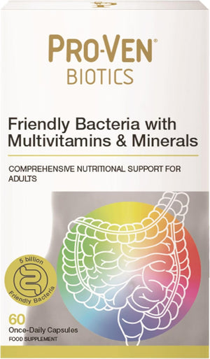 Probiotics Once Daily 5 Billion CFU Adult Friendly Gut Bacteria +100% NRV Multivitamins & Minerals - 60 Day Supply - Complete Nutritional Support Men Womens Multi Strain Cultures