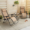 "Set of 2  Zero Gravity Chairs with Side Table in Elegant Beige"