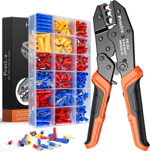 Insulated Crimping Tools,  0.5-1.5/1.5-2.5/4-6mm²(A.W.G. 20-10) Crimping Tool, with 370pcs terminals. Suits Electrical Wiring Repair, Car, Van, Motorbike etc