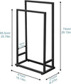 Black Towel Stand Free Standing Metal Towel Racks Freestanding 2 Tier Towel Rails Black Bath Towel Holder for Towel Washcloths Bathroom Accessories Storage 74x21x41CM