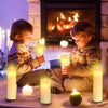 Flameless Candles 13/14/16/18/20cm Set of 5 Realistic Dancing LED Flickering Wick for Parties,Home,Public Elegant Events, Battery Powered, 10-Key Remote Control, Ivory Color.