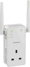 11AC 1200 Mbps Dual Band Gigabit 802.11ac (300 Mbps + 900 Mbps) Wi-Fi Range Extender with External Antennas, UK Plug and Extra Power Outlet (Wi-Fi Booster) (EX6130-100UKS), White