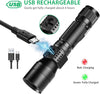 3 in 1 USB Torches LED Super Bright Rechargeable [whitelight redlight & UV] Waterproof Torch with 7 Modes for Camping [2 Pack]