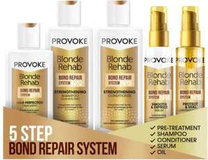 Blonde Rehab Bond Repair System, 5 Steps Hair Perfector Treatment, Shampoo, Conditioner,Serum and Oil, Reverse Damage in 1 wash, formulated with Pro Bonding Complex,Keratin and Hyaluronic Acid