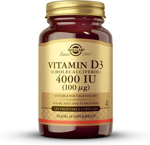 4000IU Vitamin D3 - Healthy Teeth and Bones - Better Calcium Absorption - Pack of 120 Vegetable Capsules
