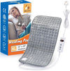 Electric Heating Pad for Back Neck Shoulders, Heat Pad with Auto Shut Off in 90 min, 10 Heat Level Settings, Fast Heated Pad 100% Soft Comfortable Polyester, Machine Washable 12"x24" (30x60cm) Grey