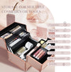 Makeup Box Cosmetics Case Jewelry Organiser Vanity Make Up Storage Box Beauty Train Case Lockable with Keys (Rose Gold)