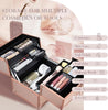 Makeup Box Cosmetics Case Jewelry Organiser Vanity Make Up Storage Box Beauty Train Case Lockable with Keys (Rose Gold)