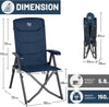 Camping Chairs for Adults Heavy Duty, Oversized Folding Garden Chair, High Back Outdoor Chair Luxury for Caravan Dining Beach Picnic, Adjustable 4-Position, Support 150kg, Blue