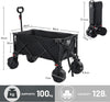 " Heavy-Duty Folding Trolley Cart with Big Detachable Wheels - 100Kg Capacity, Perfect for Camping, Festivals, and Beach Trips! Adjustable Handle and Cover Bag Included - Black"