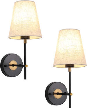 Set of 2 Black and Gold Wall Lights for Living Room Bedrooms, Modern Wall Sconce Lights Indoor Wall Lighting Fixtures Vintage Wall Lamps for Bedside Bathroom Hallway, Without E27 Bulbs