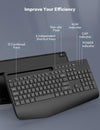 Wireless Keyboard with Wrist Rest, Full-size Ergonomic Keyboard with Phone Holder, Sleep Mode, 18 Multimedia Keys, Numeric Keypad, Silent 2.4GHz Cordless Keyboard for Mac/Windows/Computer/Laptop/PC