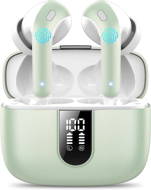 Ear Buds Wireless Earbuds, 50Hrs Playtime Bluetooth Earphones, Bluetooth Headphones 5.3, In Ear with 4 ENC Call Noise Cancelling Mics, Bass Boost 85%, Mini Earbuds IPX7 Waterproof, USB-C(Green)