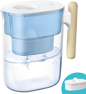 Chubby Water Filter Jugs and Cartridges with 3 Months Filter, 3.5L, Reduces Fluoride, Chlorine and More, NSF Certified, BPA Free, Light Blue (Replacement Filter: WD-PF-01A Plus)