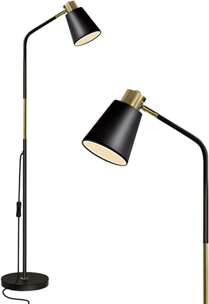 Floor Lamp, Industrial Floor Lamps Corner Lamp Rustic Farmhouse Standing Lamp, Adjustable Metal Heads Indoor Task Lighting Reading Floor Lamps for Living Room, Bedroom, E27 Socket (Black)