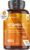 Vitamin C 1000mg – 180 High Strength Vitamin C Tablets with Rosehip & Bioflavonoids – Vegan Vitamin C Supplement (As Ascorbic Acid) for Immune System (EFSA) – Energy Tablets for Men & Women