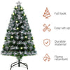 4ft White Light Artificial Christmas Tree w/ 130 LEDs Star Topper Tri-Base Full Bodied Seasonal Decoration Pre-Lit Home