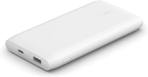 10000mAh power bank, USB-C Power Delivery fast charging portable charger with 18W USB-C and 12W USB-A ports, 10K travel battery pack for Samsung Galaxy, Pixel, iPhone, iPad, tablets – White