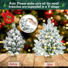 Tabletop Christmas Tree, 20 inch Artificial Mini Christmas Tree with LED Lights, Snow Flocked Xmas Tree with Burlap Base, Table Desktop Christmas Tree for Home Office Christmas Holiday Decorations