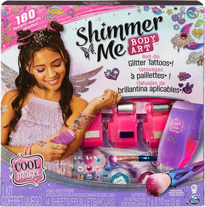 , Shimmer Me Body Art with Roller, 4 Metallic Foils and 180 Designs, Temporary Tattoo Kids Toys for Ages 8 and Up