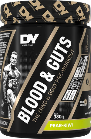 - Blood and Guts Pre Workout Powder, 380g (Pear Kiwi) - High Strength Preworkout with 350mg Caffeine, Citrulline Malate, Beta Alanine, Arginine AKG, L-Tyrosine, Vitamin B3 for Men & Women