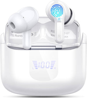 Wireless Earbuds, Bluetooth 5.3 Headphones 2024 Wireless Headphones in Ear, 4 ENC Noise Cancelling Mic Ear buds, 40H Deep Bass Wireless Earphones IP7 Waterproof Bluetooth Earphones USB-C, LED Display