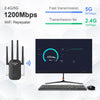 WiFi Extender Booster Blazing-Fast 1200Mbps WiFi Booster Range Extender Dual Band 5GHz & 2.4GHz Wireless Booster/Hotspot with 2800 Sq.Ft Wider Coverage, Easy Setup, UK Plug