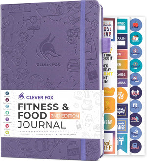 Fitness & Food Journal – Nutrition & Workout Planner for Women & Men – Diet & Gym Exercise Log Book with Calendars, Diet & Training Trackers - Undated, A5 Size, Hardcover (Lavender)