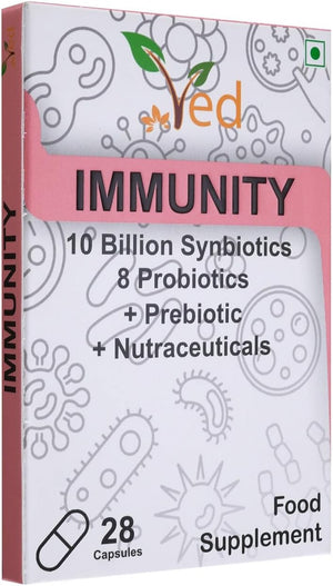 Immunity Complex Probiotics and Prebiotics Complex - 10 Billion CFU - 20 Live Bacterial Cultures - 28 Probiotic Complex Capsules for femaie & Male - Lactobacillus Plantarum 28 days Supply.