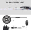 Warm White LED Strip Light 5M 300 LEDs, 1650lm Dimmable LED Tape Lights, 3000K Flexible LED Lights for Bedroom Kitchen Under Cabinet Wardrobe Stair (12V Power Plug and Dimmer Switch Included)