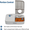 2 Meal Automatic Feeder, Built-in Timers, BPA Free Food Bowl, Suitable for Dry Food,Grey