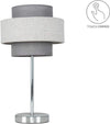 | Modern Polished Chrome Touch Table Lamps with a Grey Herringbone Shade | Table Lamps, Home Décor & Improvement Essential | Set of 2 | Includes 5W LED Bulbs [3000K Warm White]