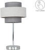 | Modern Polished Chrome Touch Table Lamps with a Grey Herringbone Shade | Table Lamps, Home Décor & Improvement Essential | Set of 2 | Includes 5W LED Bulbs [3000K Warm White]