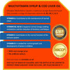 Multivitamin Liquid for Adults & Kids (Delicious Orange Flavour), 150 ml - Omega-3 & Vitamins A, B2, B3, C, D, E for Reduction of Tiredness and Fatique