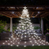 Christmas Lights Tree 350 LED Outdoor Christmas Decorations Waterfall Fairy Lights Waterproof Mains Powered with Topper Star 9 Strand String Light 8 Lighting Modes Fairy Lights (Pure White)