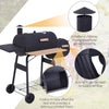 Charcoal Barbecue Grill with Offset Smoker, Barrel BBQ Trolley with 3 Storage Shelves & Thermometer for Outdoor Garden Camping Picnic Cooking, Black