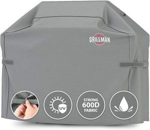 Grill Cover, Gas BBQ Cover fits Weber BBQ, Brinkmann, Char Broil, Outback and more - Large BBQ Cover Waterproof, Heavy Duty, Windproof, Rip-Proo, UV Resistant (132 L x 66 W x 109 H cm, Grey)