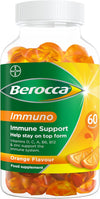 Immuno Multivitamin Gummies - Immune System Support Including Vitamin D, C, A, B-Complex (B6, B7, B12), E and Zinc - Supplement for Women, Men and Kids - 60 Gummies - Orange Flavour