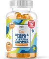 Omega 3 and Multivitamin for Children, 120 Gummies for Kids - Orange Flavour- 9 Essential Vitamins + Minerals, Vitamin C D A & B Vitamins for Children - Pack of 120 Chewable Vitamins - by