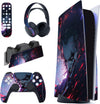 Evil Clown Full Set Skin Decal for PS5 Console Disc Edition, Sticker Vinyl Decal Cover for PS5 Controller & Charging Station & Headset & Media Remote