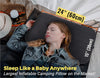 Camping Pillow - Large Inflatable (60x38cm) for Home-Like Comfort, Portable & Ergonomic, Easy to Clean, Durable & Leak-Proof, Adjustable Removable Strap for Secure Fit – ALUFT Ultra (Grey)