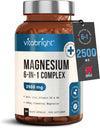 Magnesium Glycinate 6-in-1 Complex 2500mg, 485mg Elemental Magnesium Supplements High Strength, With Zinc, Vitamin D3 & B6, Chelated Magnesium Tablets Citrate, Bisglycinate, Malate, Made  UK