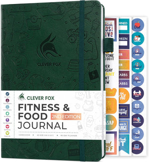 Fitness & Food Journal – Nutrition & Workout Planner for Women & Men – Diet & Gym Exercise Log Book with Calendars, Diet & Training Trackers - Undated, A5 Size, Hardcover (Forest Green)