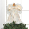 Lighted Christmas Angel Tree Topper with Timer 30cm White Angel Treetop Figurine for Christmas Tree Decoration