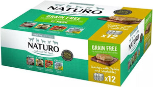 Naturo Adult Grain Free Dog Food, Chicken & Potato with Vegetables, 12 x 400g Trays