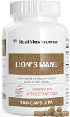 Lion’s Mane Capsules - Organic Lions Mane Mushroom Extract for Cognitive Function & Immune Support - Brain Supplements for Memory and Focus - Vegan Mushroom Supplement, 300 Caps